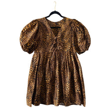Load image into Gallery viewer, Leopard Bow Fastening Reversible Puff Sleeve Smock Dress
